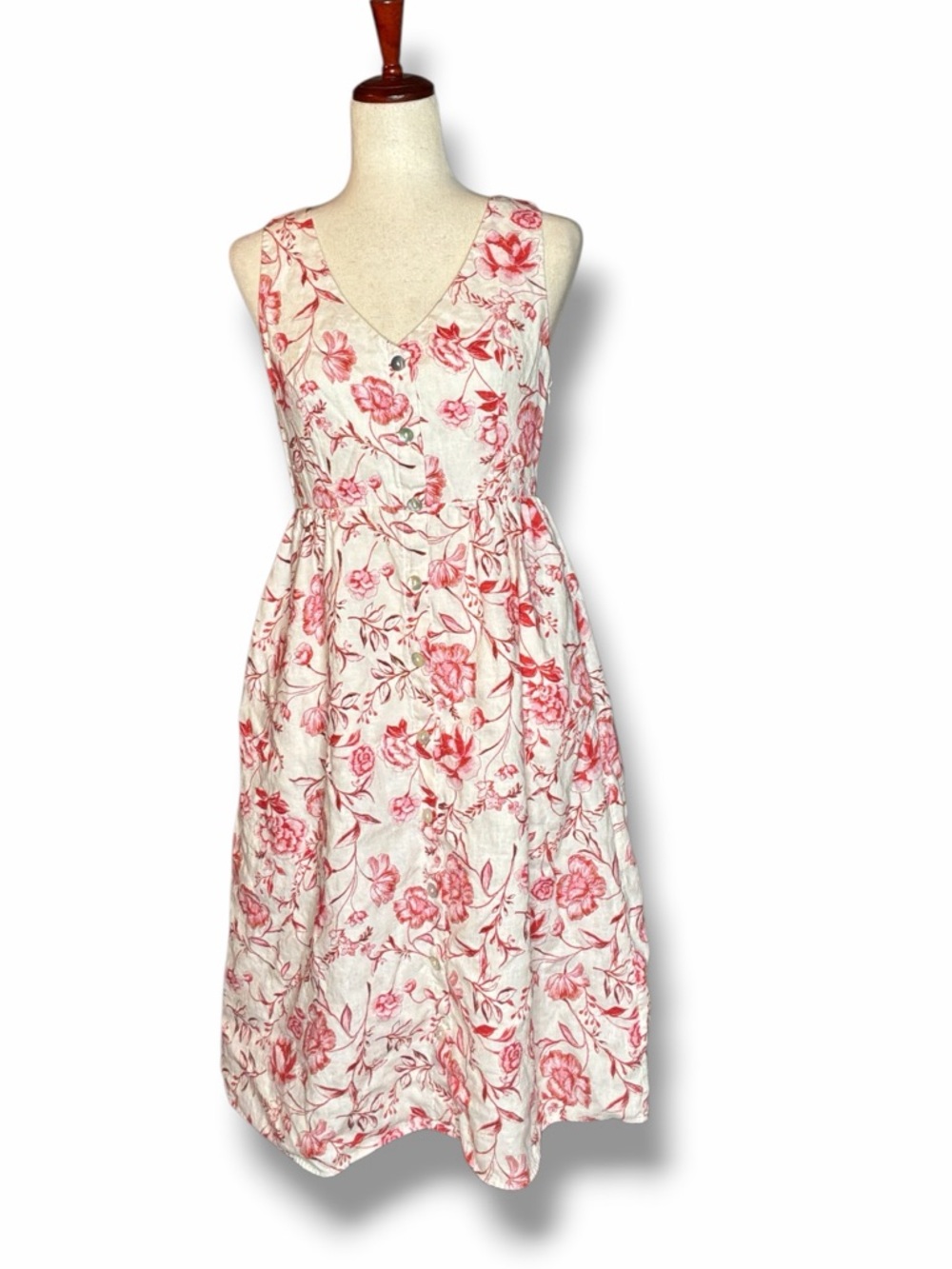Cynthia Rowley White Floral Sleeveless V-Neck Fit & Flare Midi Dress Size 2 - Picture 2 of 8